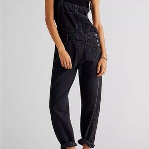 Free People Black Denim Overalls women’s